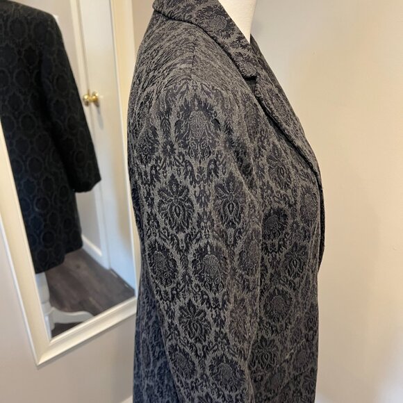 Jones NY Gray & Navy Jacquard Long Jacket/Dress Coat, Size 8 - Picture 8 of 16